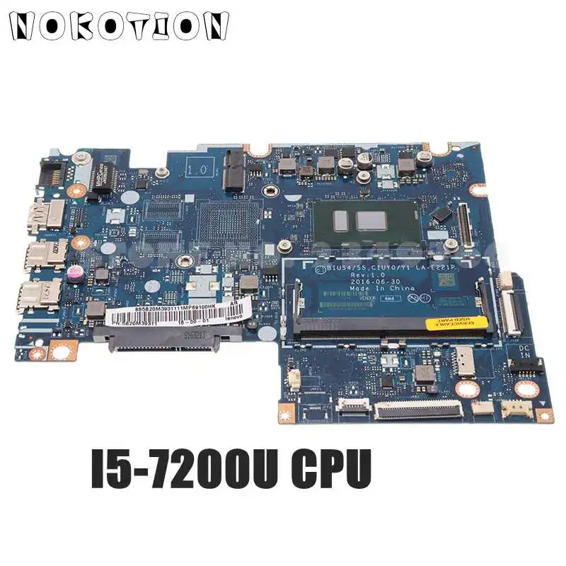 

NOKOTION For Lenovo IdeaPad 510S-14IKB Laptop Motherboard 14 Inch 5B20M39311 BIUS4 S5 CIUY0 Y1 LA-E221P Main Board I5-7200U DDR4