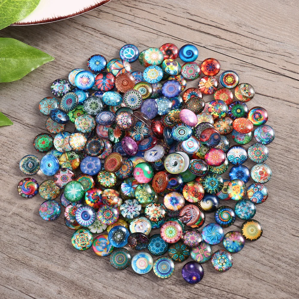 

200pcs 14mm Mixed Round Mosaic Tiles for Crafts Glass Mosaic for Jewelry Making