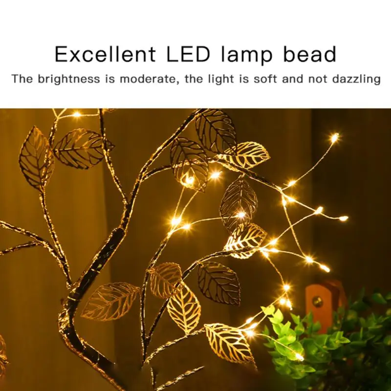 

New Tree Lamp LED Warm Night Light Gold Leaf Copper Wire Tree Lamp Small Table Lamp Battery USB Universal Decorative Fairy Lamps