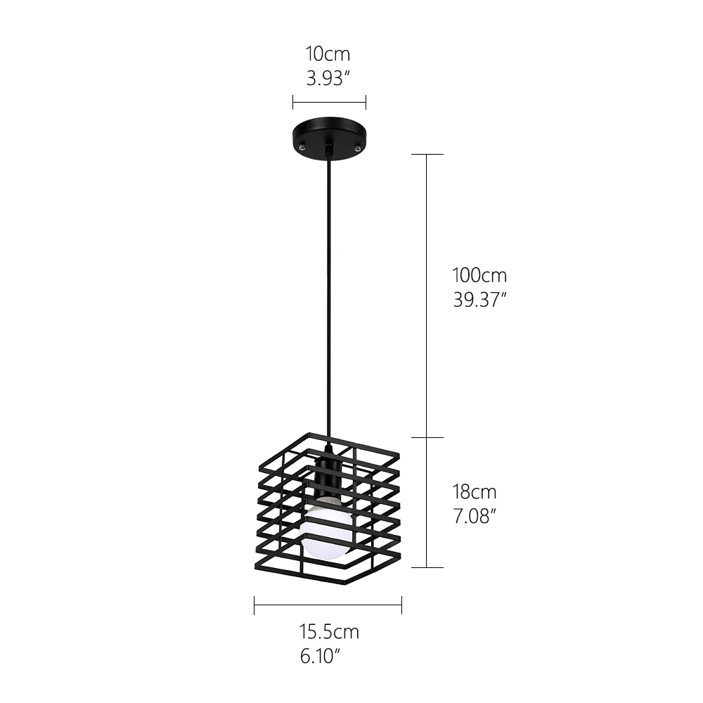 Lámparas colgantes industriales Retro Para Loft, E27, 110V, 220V, LED NEGRO, jaula de hierro, lámparas para cocina, sala de estar, dormitorio, pasillo y restaurante