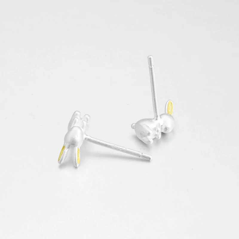 Женские серьги-гвоздики из стерлингового серебра 925 пробы с золотыми ушами