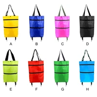 oxford cloth shopping bag wheeled shopping cart foldable for daily shopping camping beach laundry