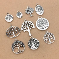10pcs mix lot silver plated tree of life charms pendants jewelry diy bracelet necklace findings craft