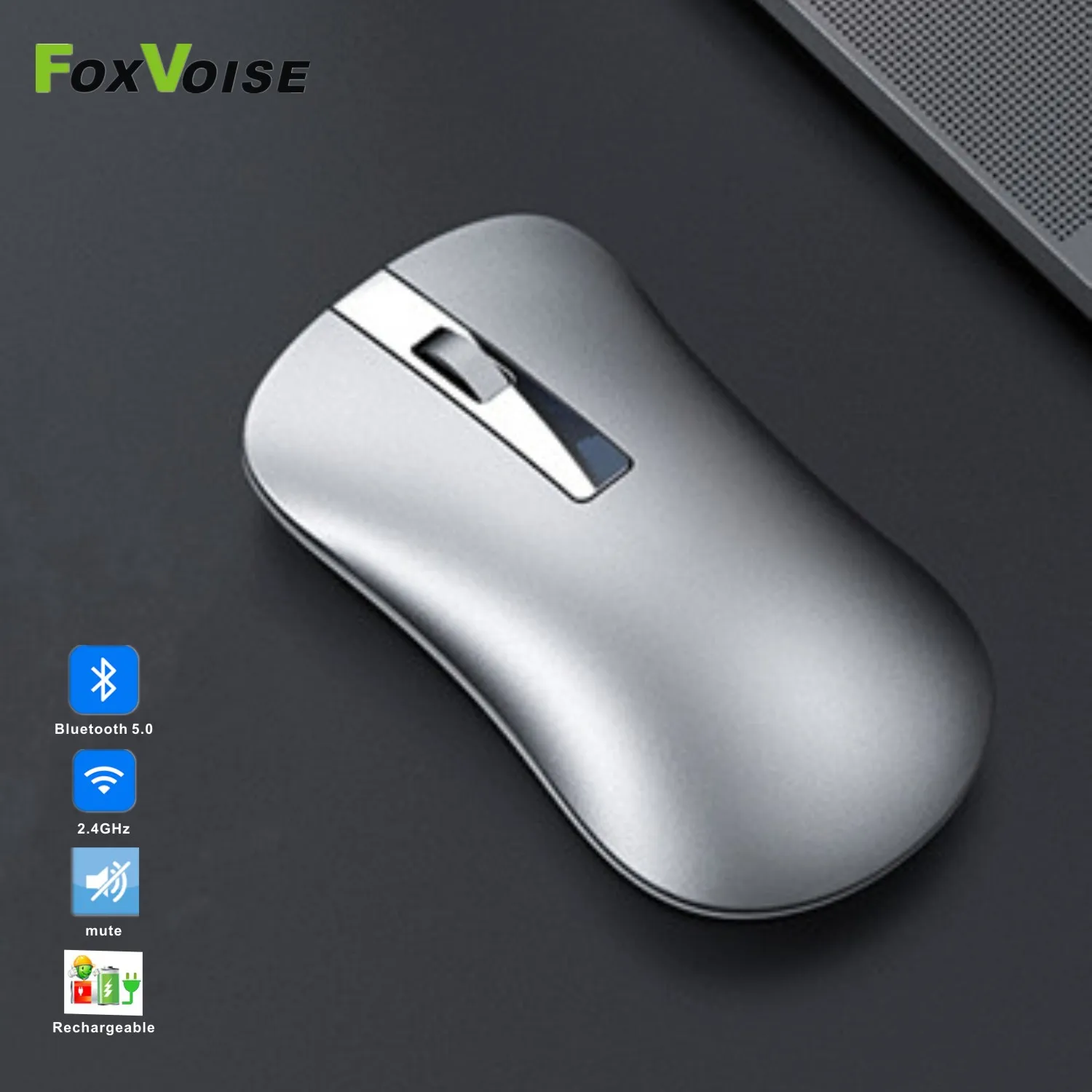 Беспроводная Bluetooth мышь эргономичная перезаряжаемая два режима бесшумная 2 4G USB