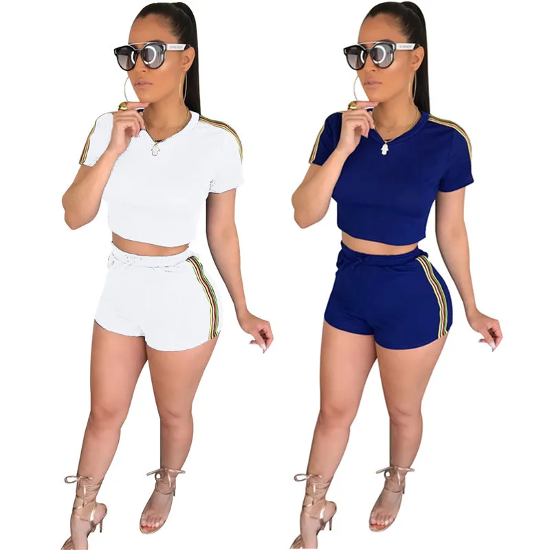 

2-piece Short Suit Women Casual Jumpsuit Women Two Pieces Ribbons Patchwork Overalls for Women Body Femme