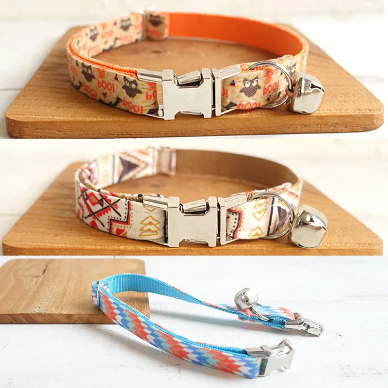 

Kitten Cat Collar with Bell Personaliz ID Tag Neck Strap, Puppy Collar Small Dogs Chihuahua Yorshire Bulldog Collars Adjustable