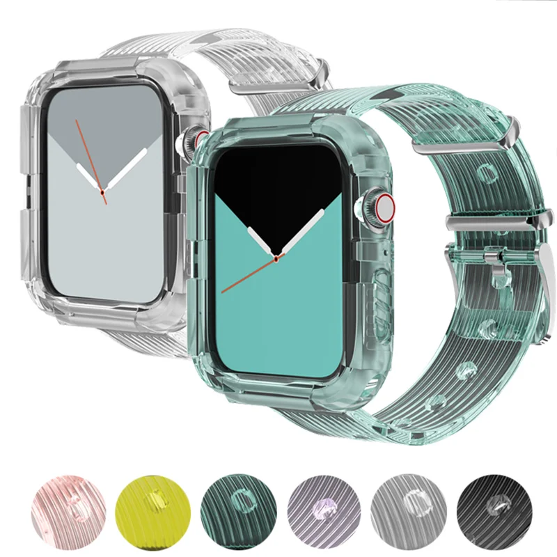 Ремешок силиконовый прозрачный для apple watch Band 5 4 3 сменный спортивный браслет iwatch