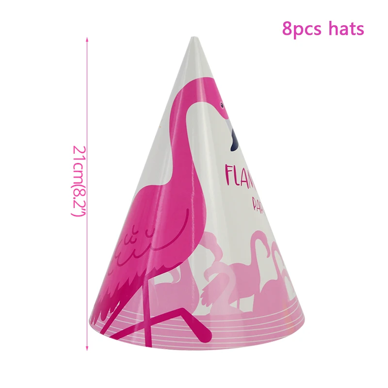 8pcs hat Вечерние принадлежности фламинго, тропические Гавайские вечерние принадлежности, бумажный шарик, тарелки, соломенные украшения для первого дня рождения детей - Цвет: 8pcs hat