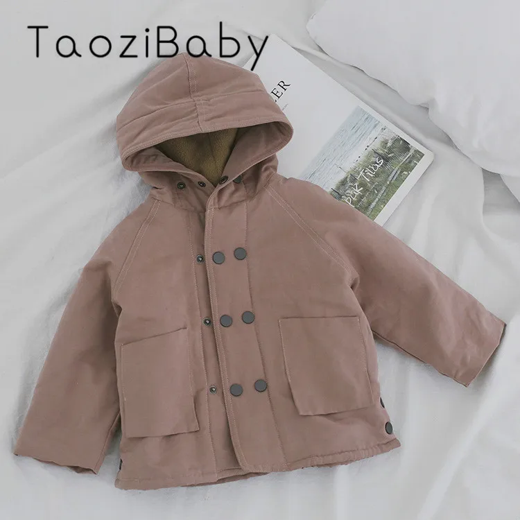 Зимние пальто для девочек Новинка 2019 г. зимняя двубортная розовая хлопковая