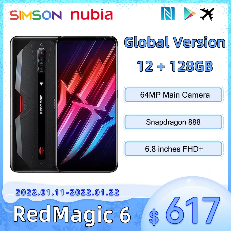 

Nubia Red Magic 6 Gaming Smartphone Global Version 6.8&#39&#39 165Hz AMOLED Snapdragon 888 Octa Core 66W fast charge RedMagic 6