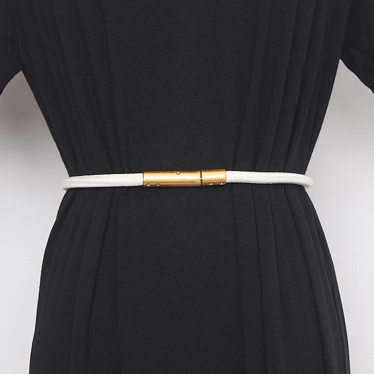 

Women's runway fashion gold buckle elastic Cummerbunds female Dress Corsets Waistband Belts decoration narrow belt TB1279