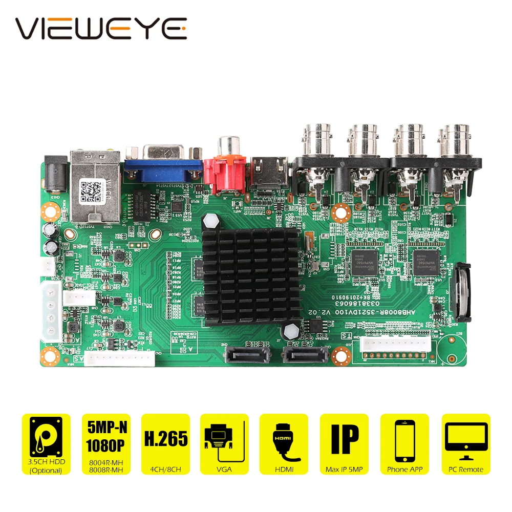 6 в 1 4/8CH AHD H 1080P N 5MP DVR система видеонаблюдения CCTV Hybrid Board для аналогового CVI TVI