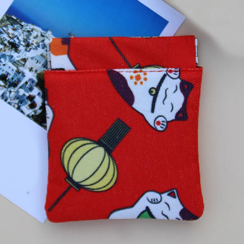 Карман для наушников кошелек монет чехол ключей девочек холст Lucky Cat Портативная