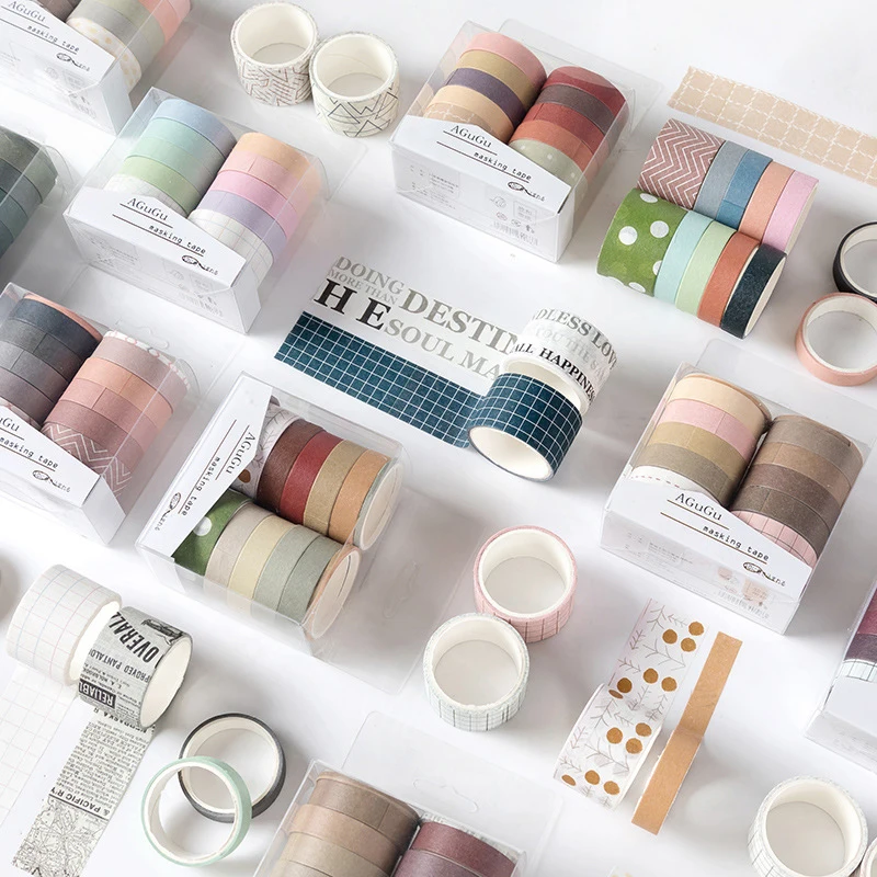 

10PCS/Sets Adhesive Washi Tape Decorative Masking Tape for DIY Scrapbooking School Stationery Supplies Materials Sticker