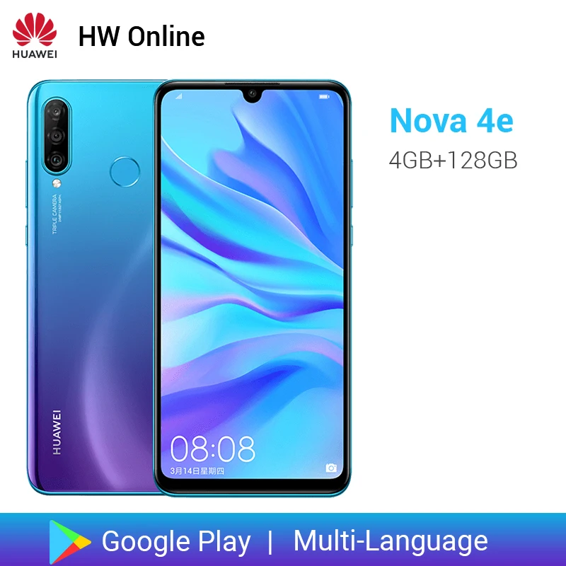 HUAWEI Nova 4E смартфон с восьмиядерным процессором Kirin 710 ОЗУ 4 Гб ПЗУ 128 ГБ 6 15 дюйма Android