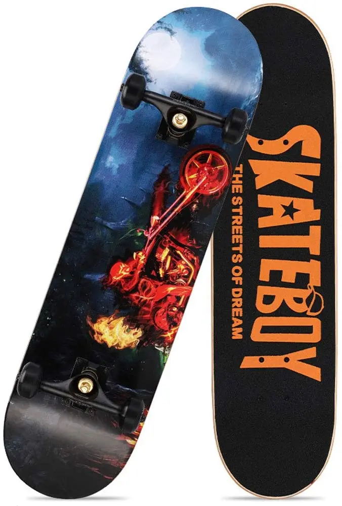 

Скейтборд 31 "с 7 Слои клена из мягкой искусственной кожи (PU колеса двойной основы многих скейтборд с узором для мальчиков и девочек, начинающ...