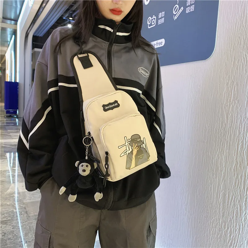 

Плотная нейлоновая нагрудная сумка, многофункциональная сумочка-мессенджер в стиле ретро и колледжа, спортивный мешок через плечо для пар