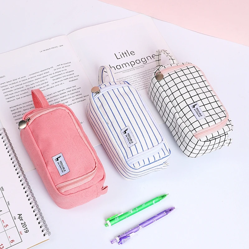 Пенал школьный etui kawaii холст большой емкости trousse scolaire розовый kalem kutusu ferace cartuchera para