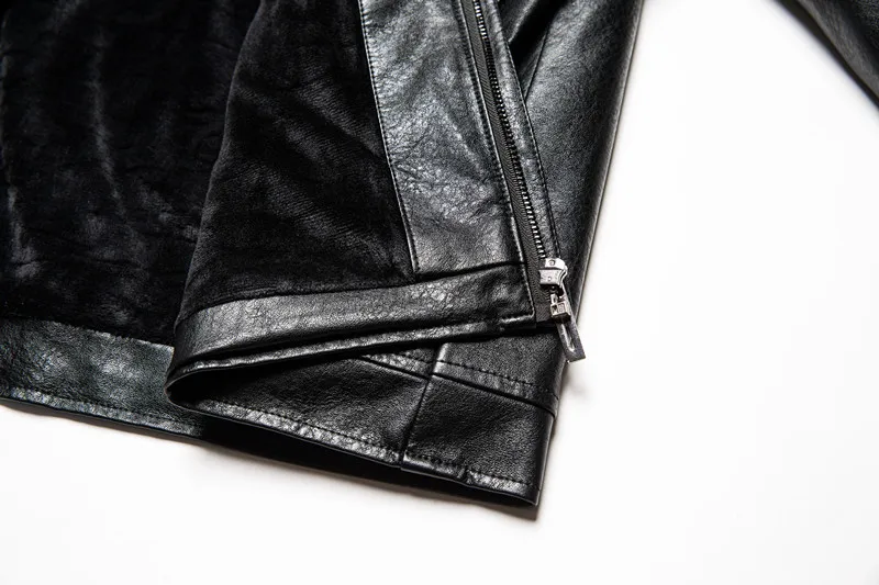 Зимняя мужская кожаная куртка дизайнерское пальто со стоячим воротником мужское