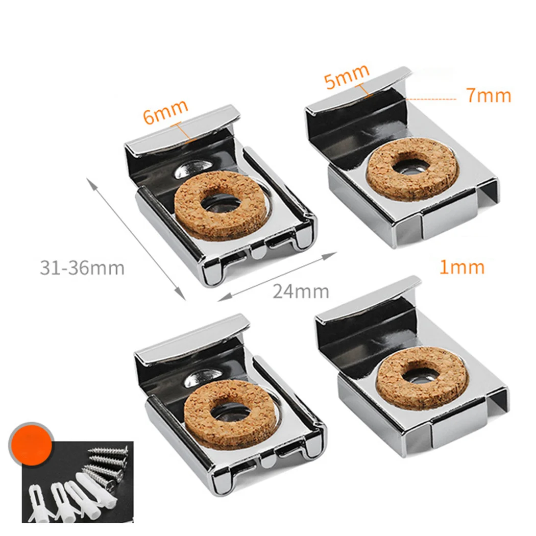 Frameless Bathroom Mirror Glass Wall Mounting Fixing Kit Hardware-With Screws Set 4-6mm 31mm*24mm*7mm | Дом и сад