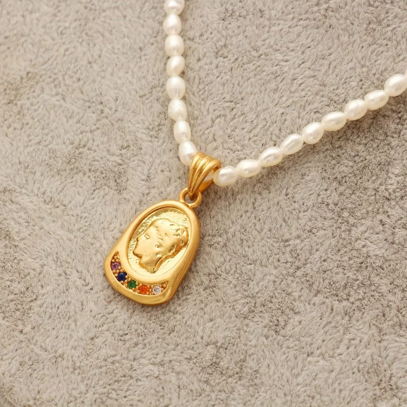 

Нежное ожерелье из французского пресноводного жемчуга с рисом, цепочка на шею, женское ожерелье с кулоном