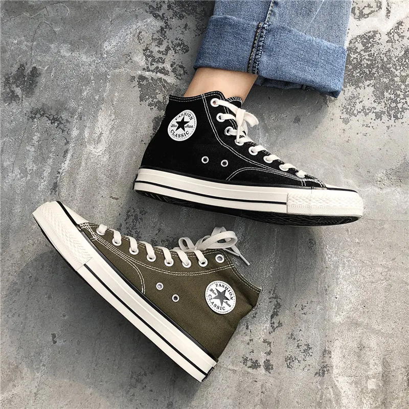 

Men Canvas Shoes Fashion Casual Breathable Shoes for Men High-top Lace-up Sneakers Dropshipping N1-05