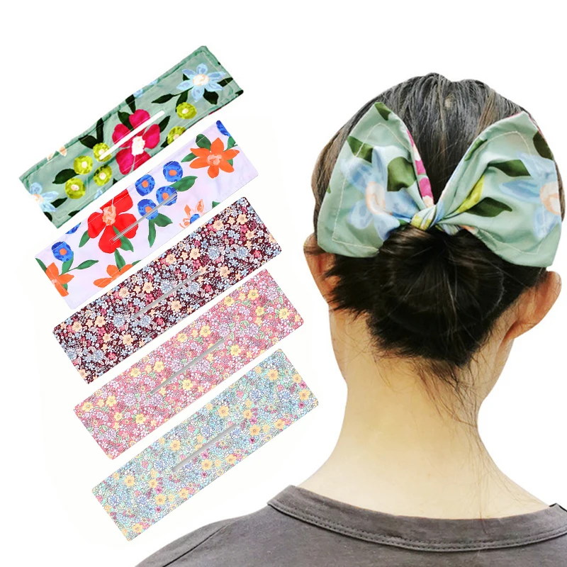 

Fashion Hair Bands Women Summer Knotted Wire Headband Print Hairpin Braider Maker Easy To Use DIY Accessories Bun Maker Bow Band