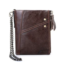 brand rfid anti theft mens wallet genuine leather purse men money bag double zipper coin purse fashion casual card holder