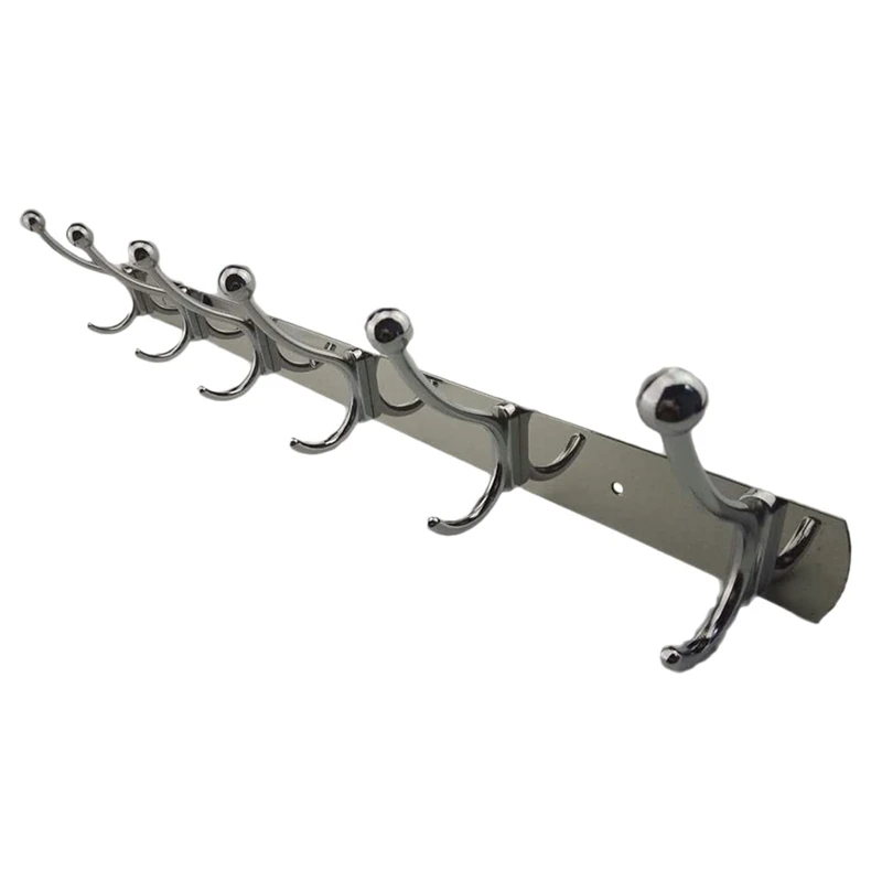 

Wall Door Bathroom Bedroom Mounted Hanger 6 Hooks Coat Hat Towel Hook Rack