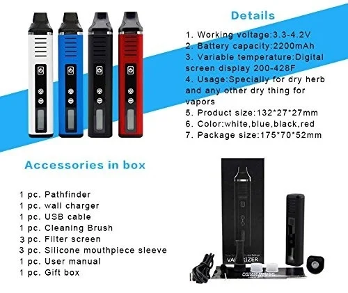 Hugo Vapor Pathfinder V2 Dry Herb Kit 2200mAh Battery Herbal Smoking Device | Дом и сад