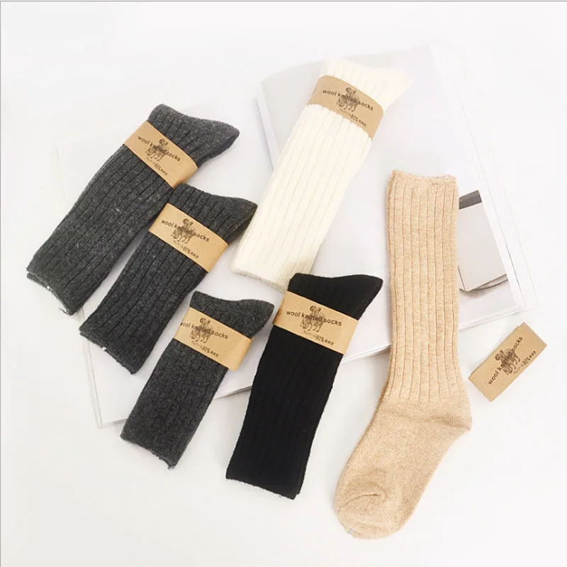 Winter thick Baby Girls wool Knee High Socks Solid Candy Color Kids Toddler Double Needle Short Socks For Children