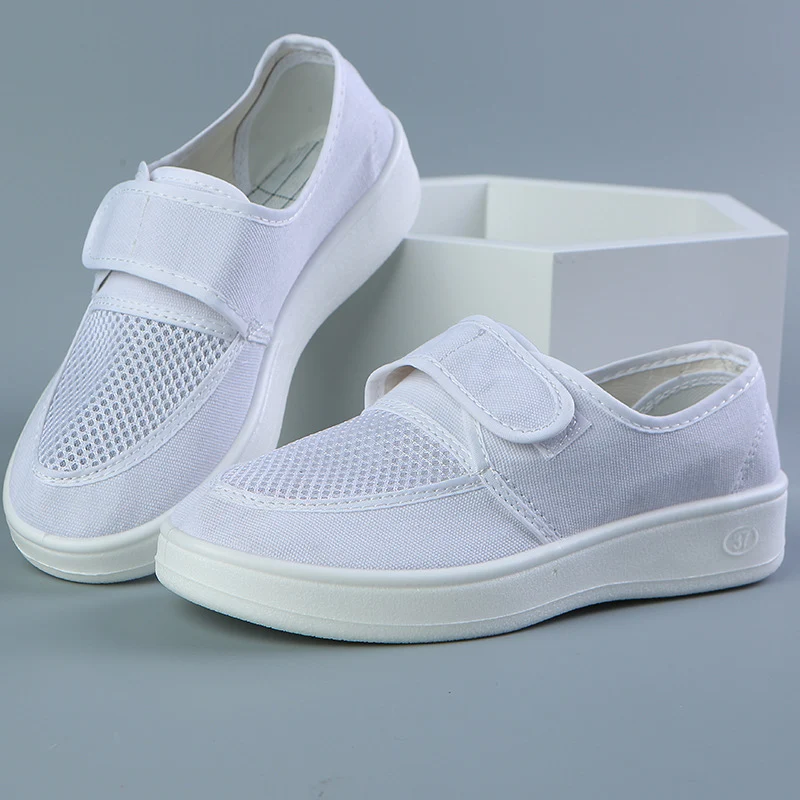 

Мужские ботинки из ПУ кожи, антистатические, на липучке, для защиты от пыли, летняя рабочая обувь, сетчатые, большие размеры