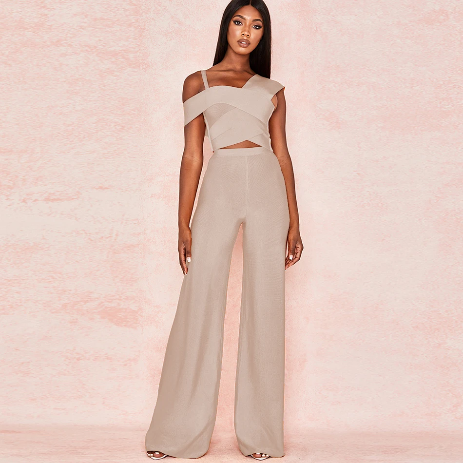 2021 Летний Новый женский оранжевый комплект топы широкие штаны из 2 предметов двух