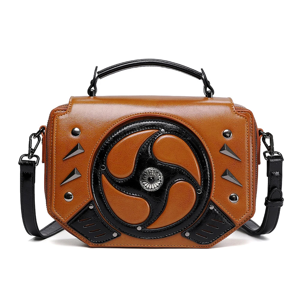 

Messenger Bag 2021 New Punk Pennelled Women's Shoulder Bag PU Locomotive Bag Handbags Vintage Unisex Designer Bag Handbag Women