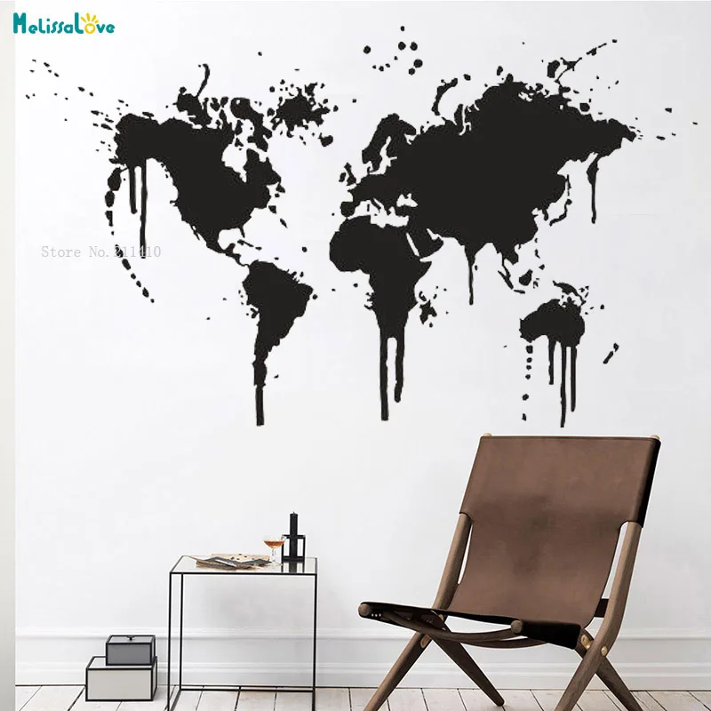 

Graffiti World Map Wall Decals Home Decoration Living Room Large Size New Design Artwork Vinyl Sticker Handmade YT4538