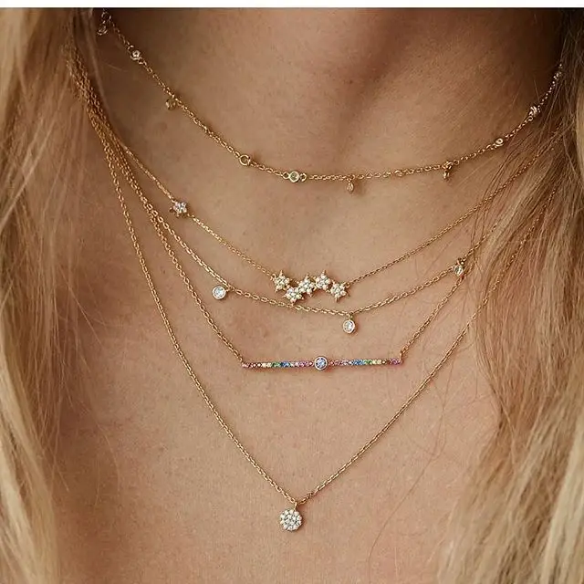 Простое Ожерелье из стерлингового серебра 925 пробы с радужным кубическим