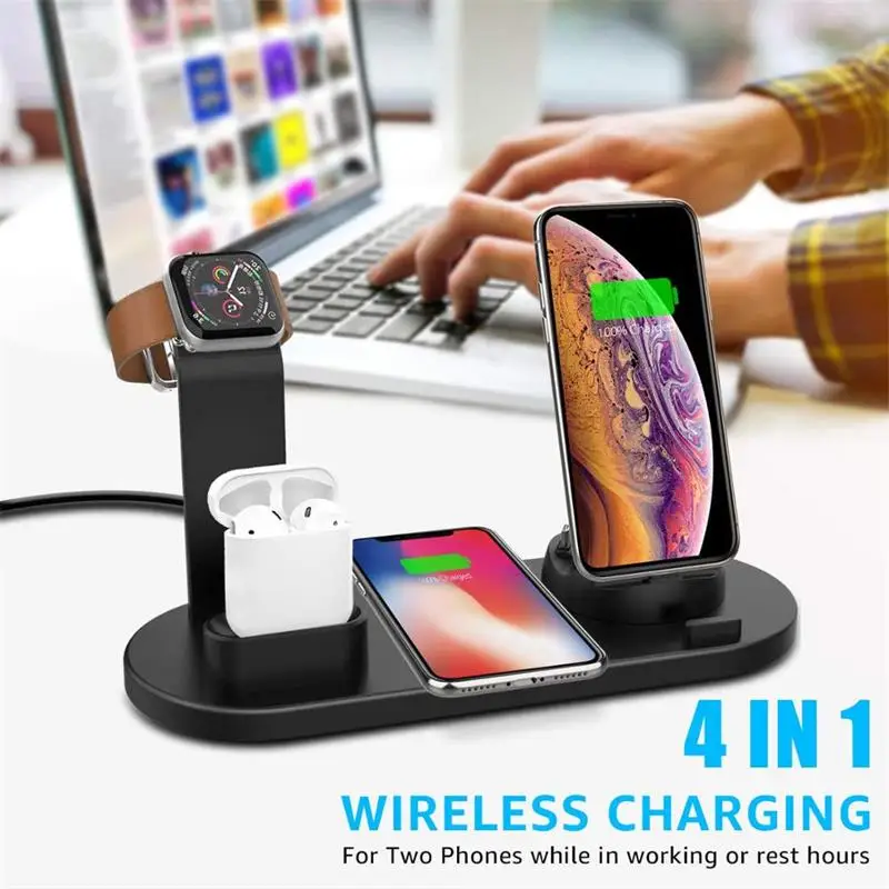 4 в 1 беспроводное зарядное устройство для IPhone X 11 MAX Samsung HuaWei|Подставки и держатели|