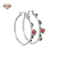 hoop styling earrings for women fashionable exaggerated round rose jewellery valentines day fashion wholesale fake piercing2021
