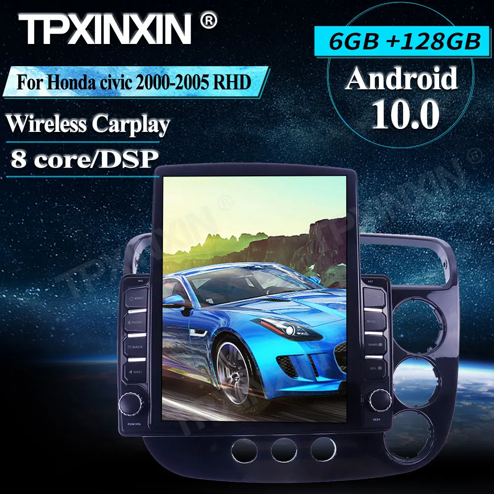 구매 무선 카플레이 터치 스크린 범용 스테레오 수신기 자동차 라디오 플레이어 라디오, 혼다 시빅 128-2000 RHD 안드로이드 2005 6 + 10.0G