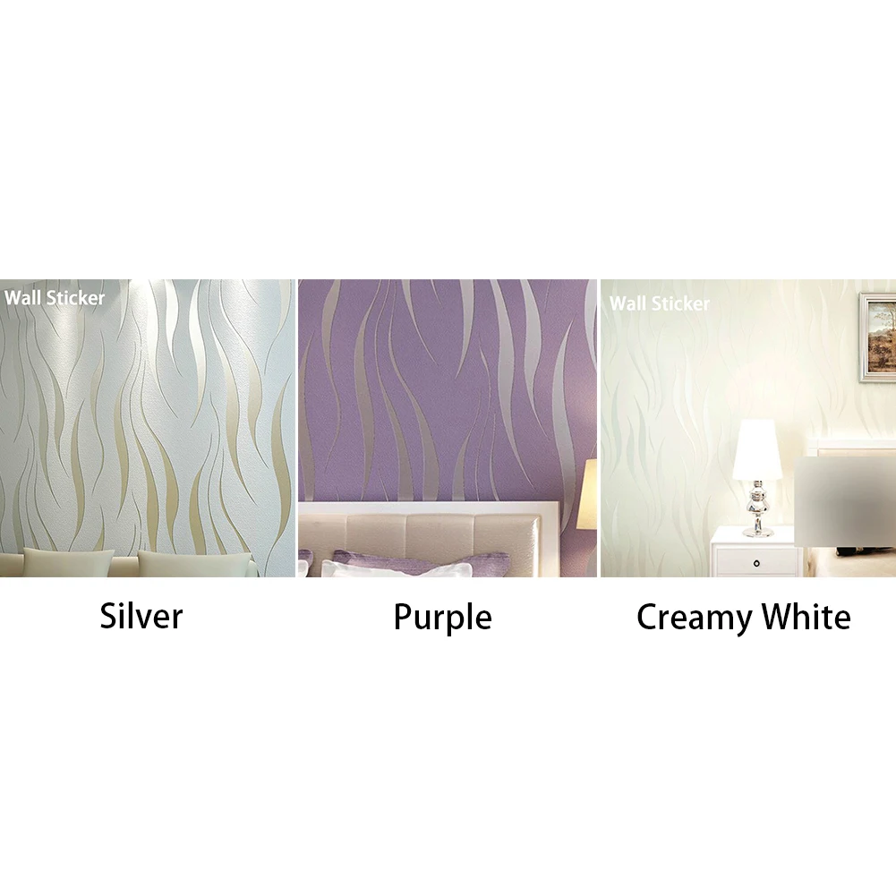 

Non-woven Modern Covering Sofa Home Decor Embossed Waterproof 3D Wave Stripe Fashion Living Room Wall Sticker Bedroom Dustproof