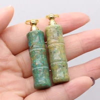 natural gem stone phoenix turquoise perfume essential oil bottle bamboo pendant diy necklace jewelry accessories making 11x48mm