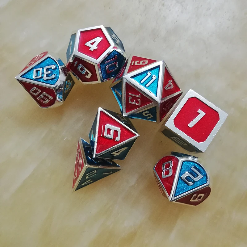 Технические металлические кости для ролевых игр многогранные d20 10 8 зеленых