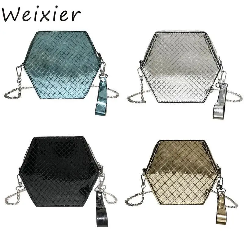 WEIXIER сумка женская Шестигранная форма сумки-мессенджеры Лазерная цепь на плечо