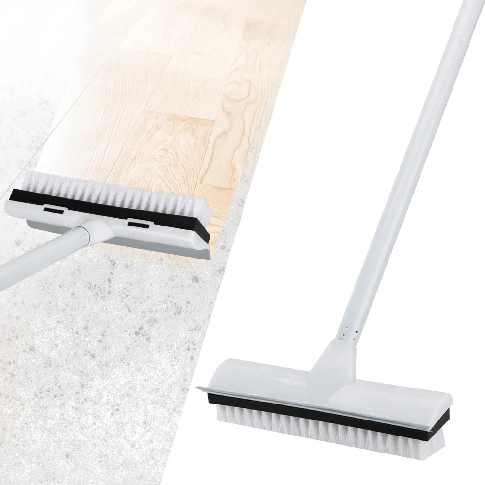 

Adjustable Carpet Brush Rubber Scraper with Long Handle Stainless Metal Handle Scrubber with Stiff Bristles Floor Scrub Brush