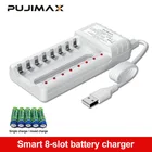 Зарядное устройство PUJIMAX с USB-выходом, 8 слотов, быстрая зарядка, защита от короткого замыкания, подходит для инструментов для батарей AAAAA