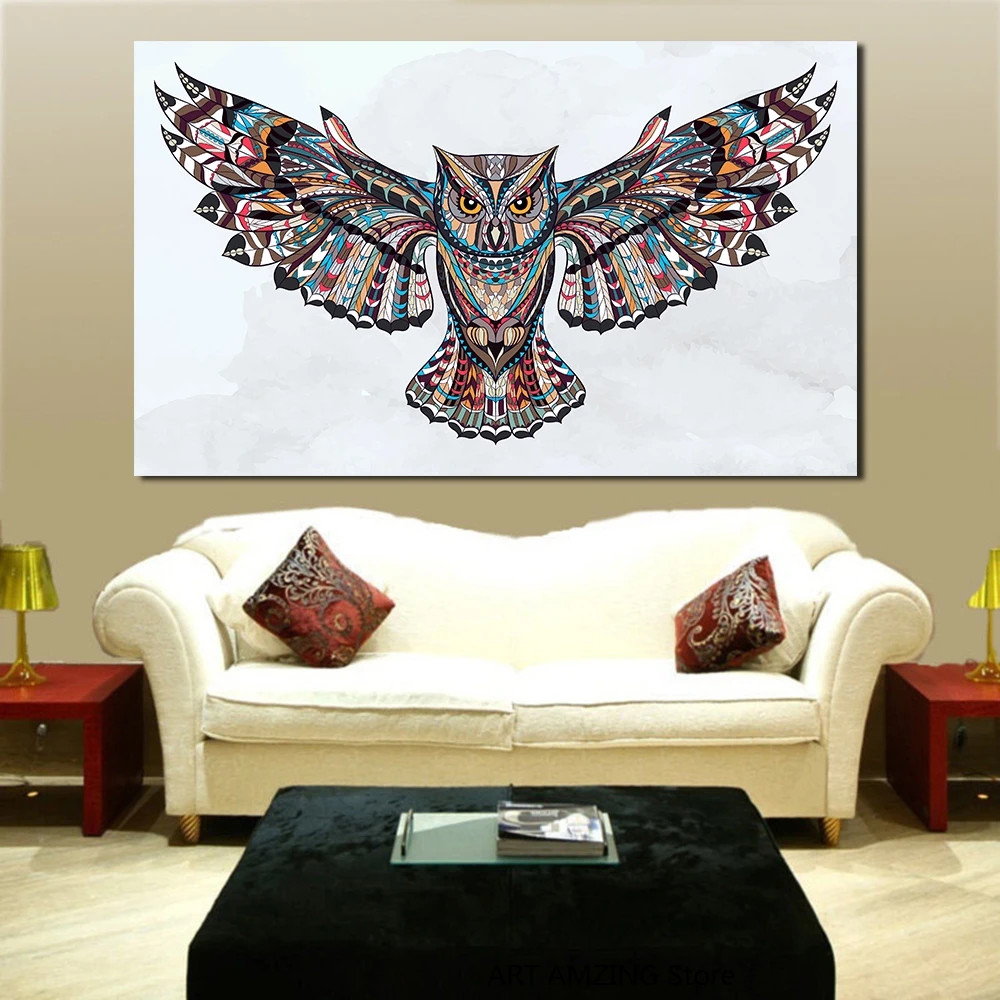 Картина на холсте Сова Летающая настенный плакат для гостиной домашний декор