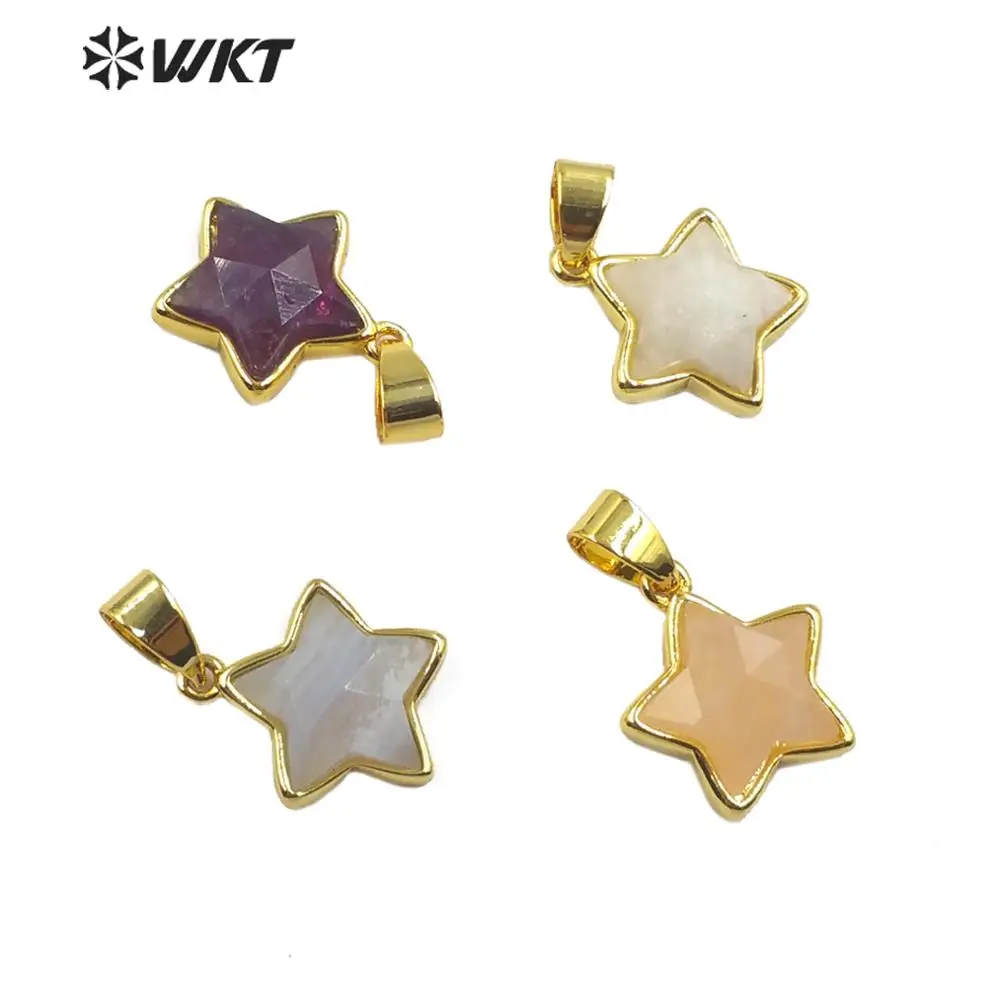 Оптовая подвеска из натурального камня в форме звезды с золотыми шармами для женщин.
