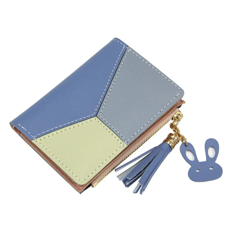 

New style ladies wallet fashion casual stitching hand zipper tassel wallet card holder student coin purse ladies short wallet