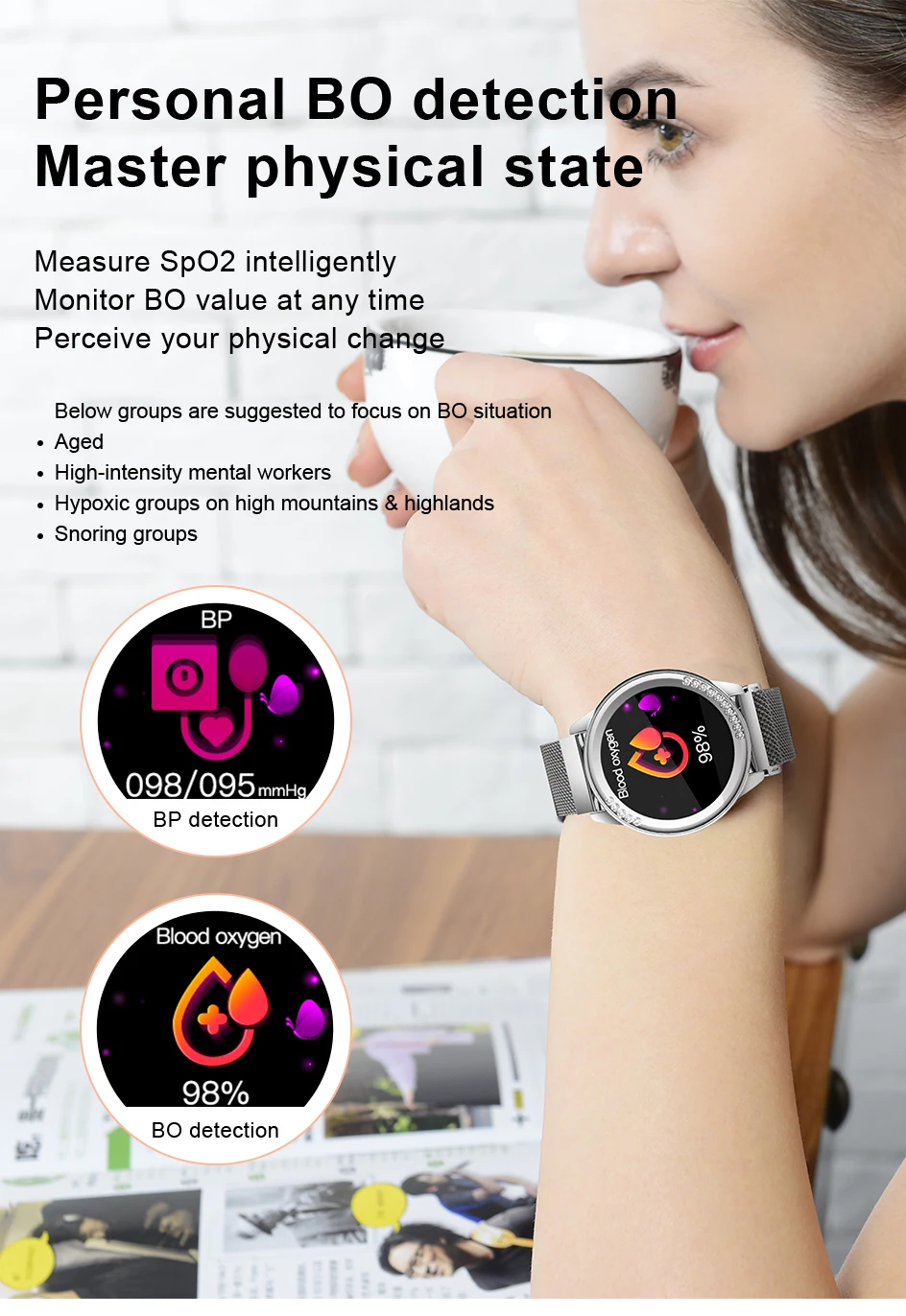 

Beauty H16 Smart Watch for Lady Women Girls GPS Sleep Heart Rate Monitor Call Message Reminder Alarm Clock Sport Fitness Tracker