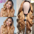 Парик блонд Омбре для женщин, двухцветные парики из человеческих волос коричневого цвета, волнистые волосы на сетке 1B 27, бразильские волосы без повреждений